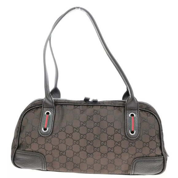 GUCCI Sherry GG pattern Shoulder Bag Nylon Leather Brown Silver Italy - Picture 1 of 16